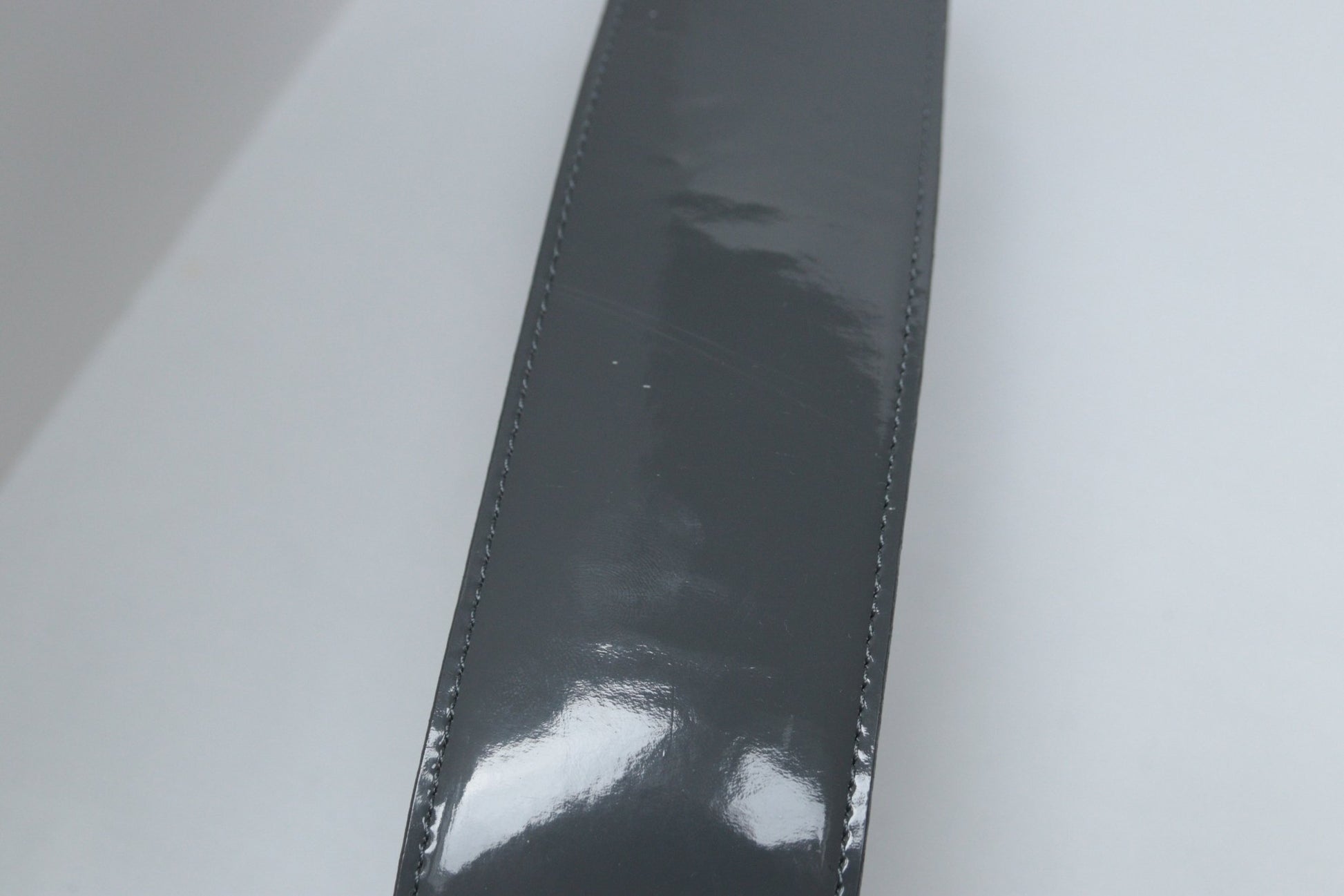 Benetton grey patent leather wide belt Size M UK 12 - KingsRoad1990