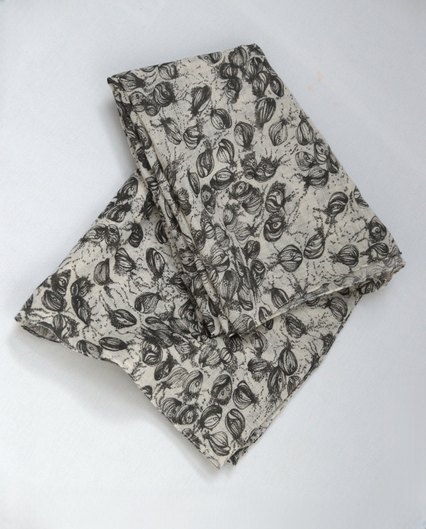 Rützou off - white & grey print cotton scarf - KingsRoad1990