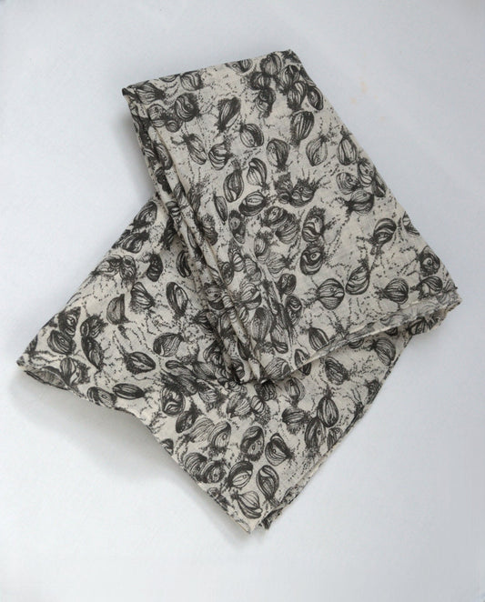 Rützou off - white & grey print cotton scarf - KingsRoad1990