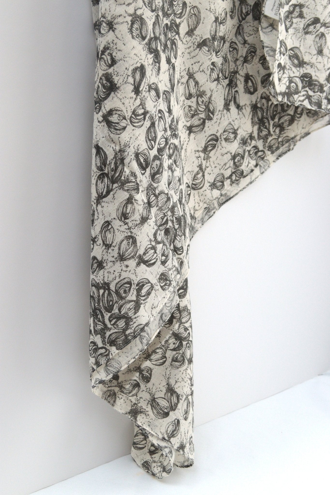 Rützou off - white & grey print cotton scarf - KingsRoad1990
