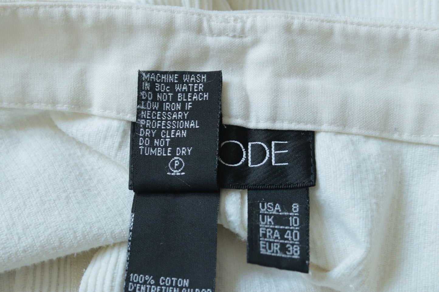Episode off - white cord wide - leg trousers Size 10 - KingsRoad1990