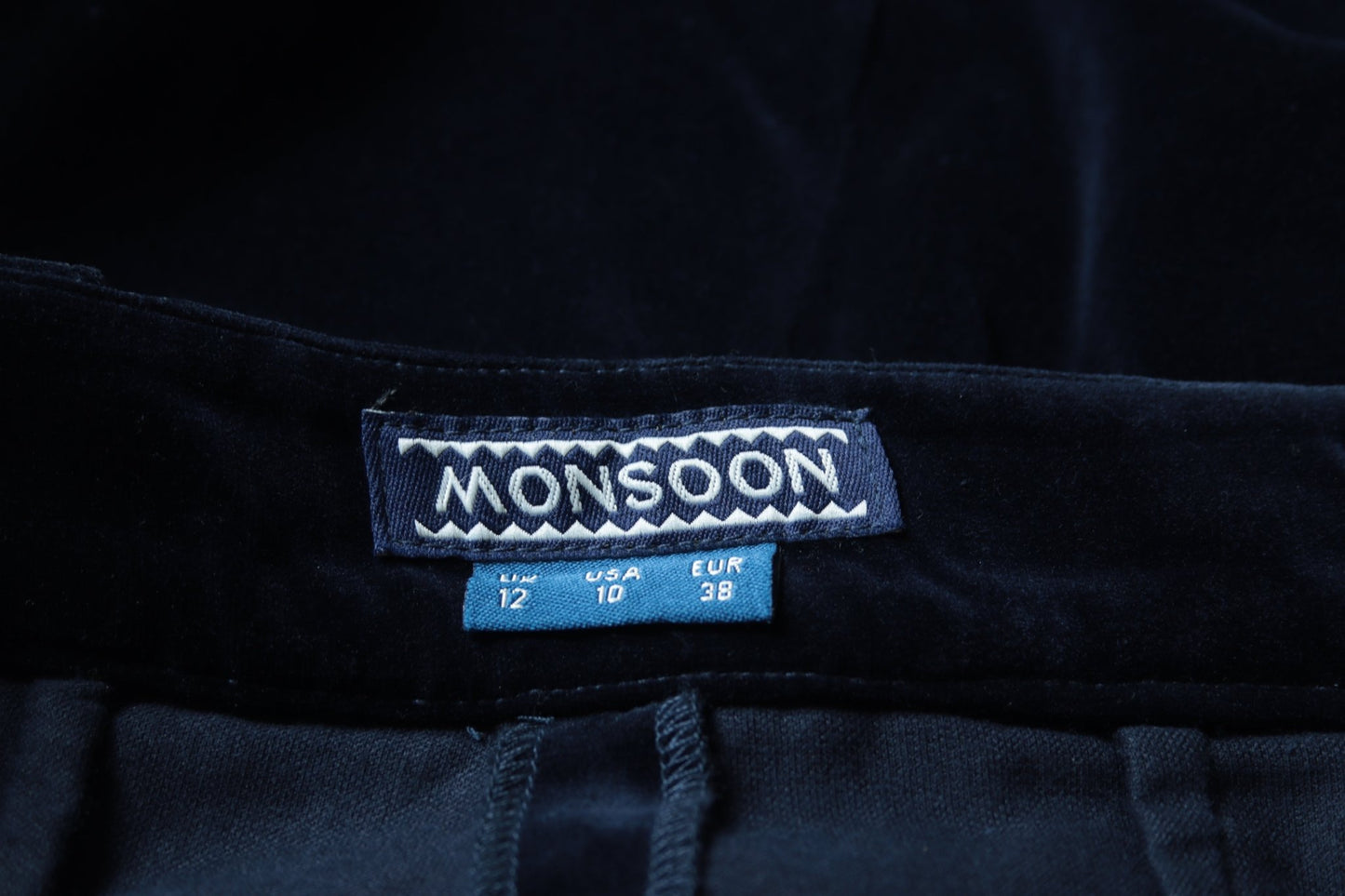 Monsoon blue velvet trousers UK 8 - KingsRoad1990