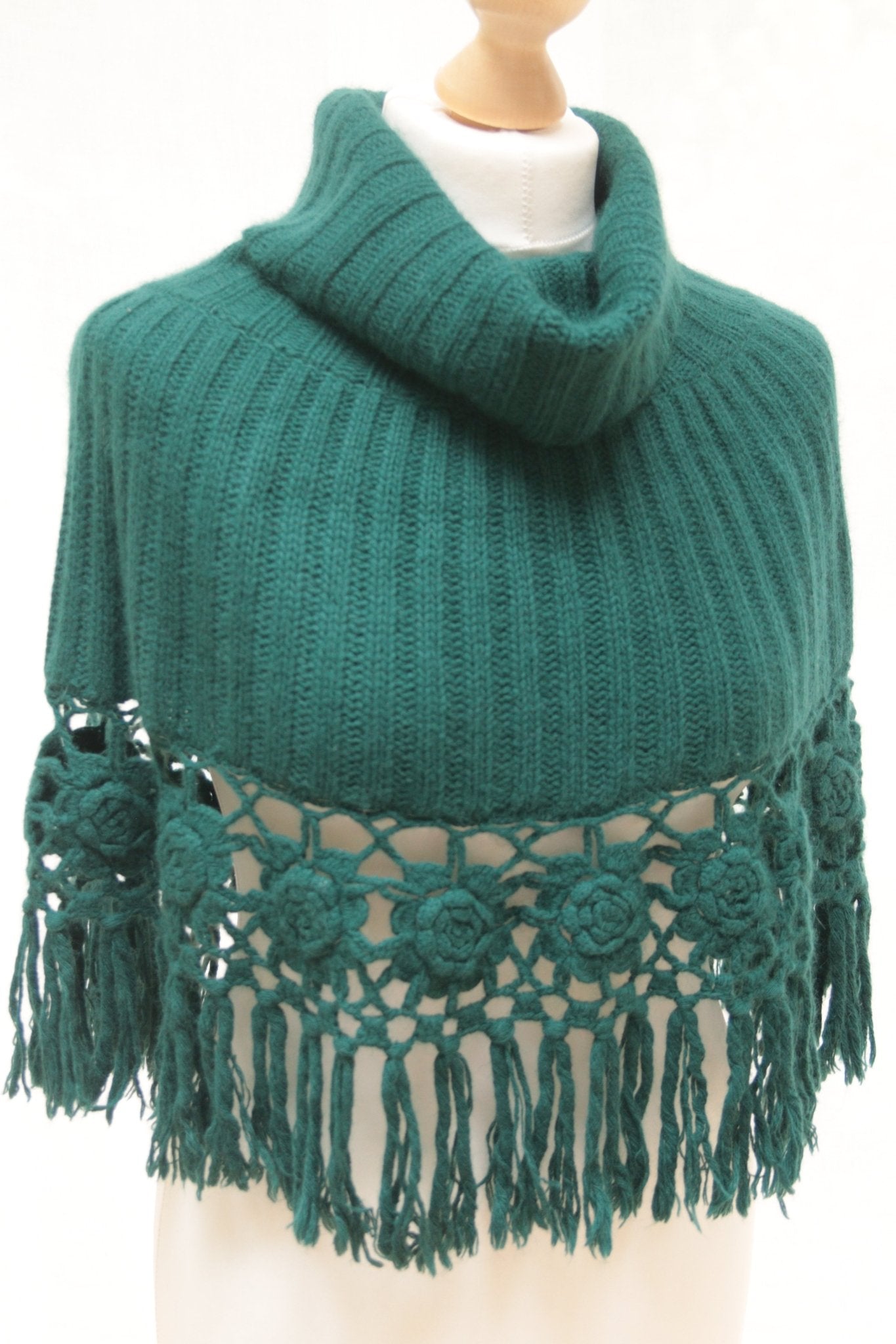 Jackpot dark teal wool blend poncho One Size - KingsRoad1990