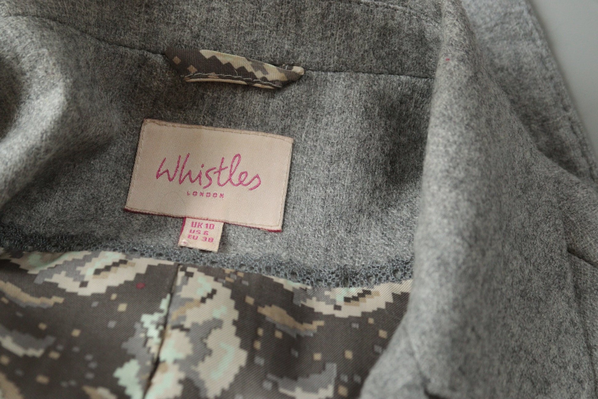 Whistles grey 3/4 - sleeve jacket Size 10 - KingsRoad1990