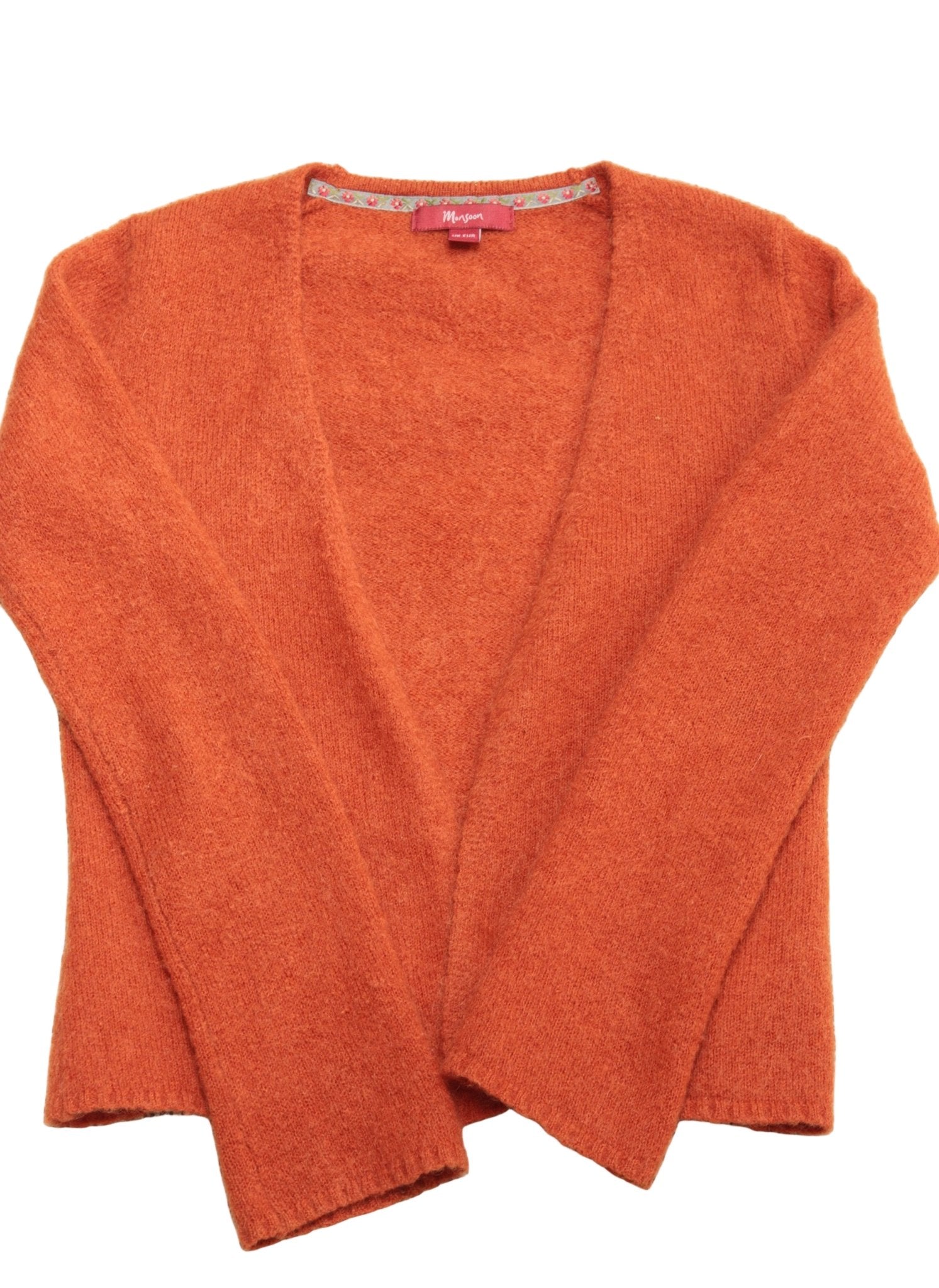 Monsoon orange mohair blend edge to edge cardigan Size 6 - KingsRoad1990
