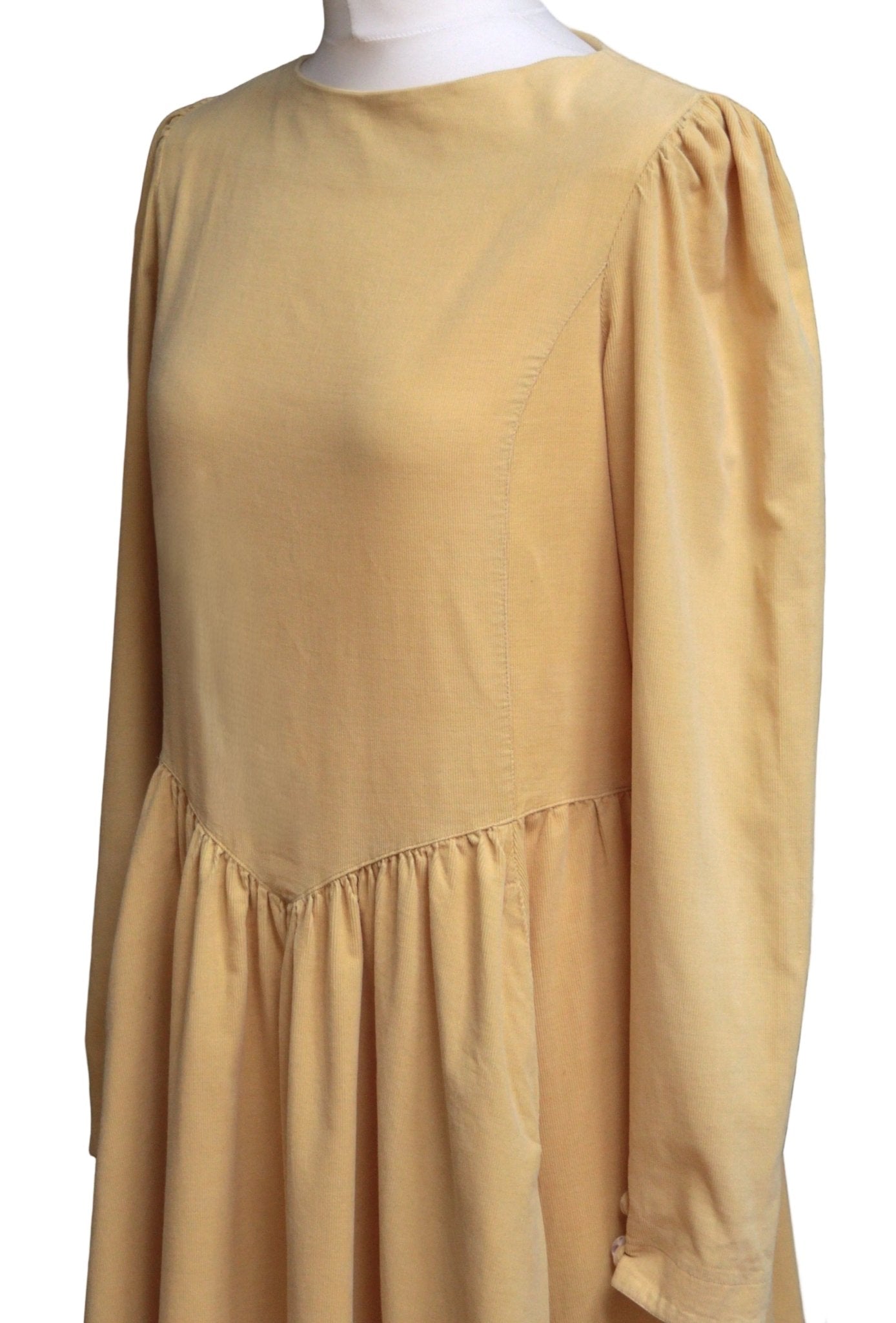 Laura Ashley yellow cord dress Size 12 (repaired) - KingsRoad1990