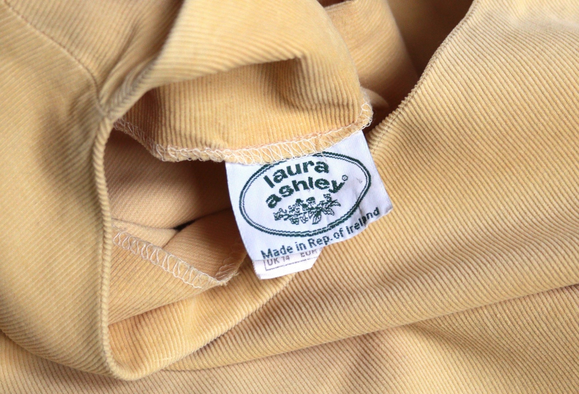 Laura Ashley yellow cord dress Size 12 (repaired) - KingsRoad1990