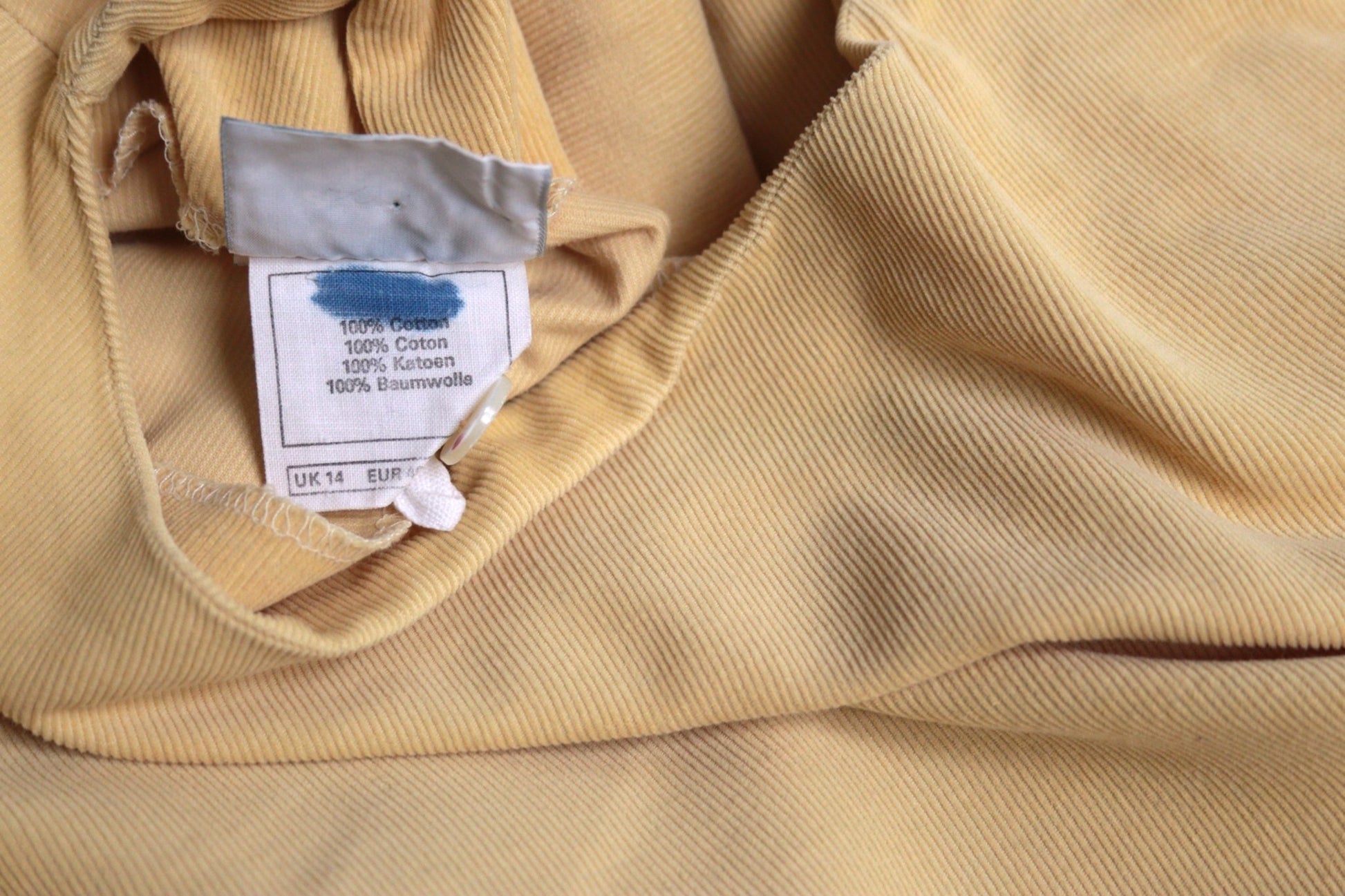 Laura Ashley yellow cord dress Size 12 (repaired) - KingsRoad1990