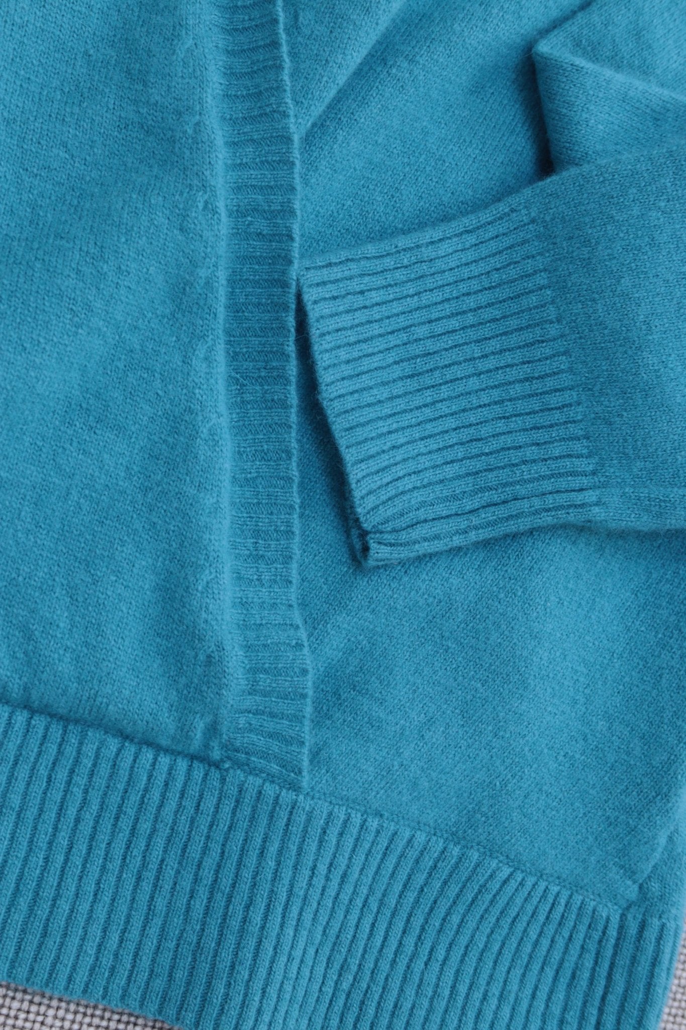 Oasis teal angora - blend open V jumper Size UK 10 - KingsRoad1990