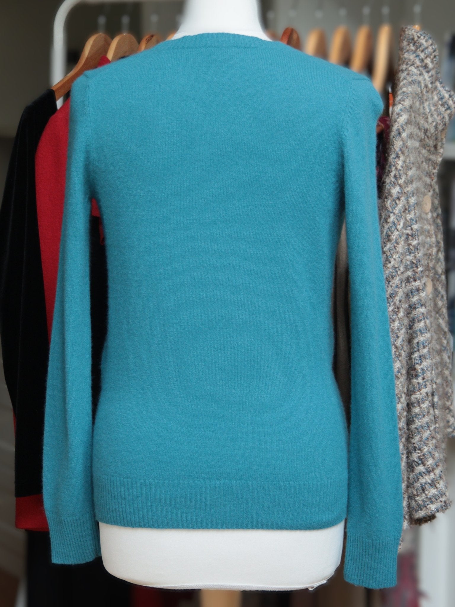 Oasis teal angora - blend open V jumper Size UK 10 - KingsRoad1990