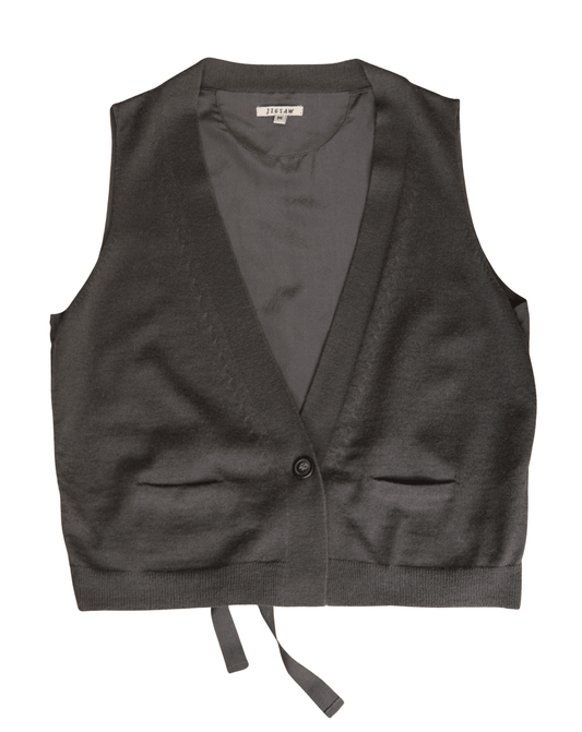 Jigsaw brown wool & silk waistcoat Size 10 - KingsRoad1990