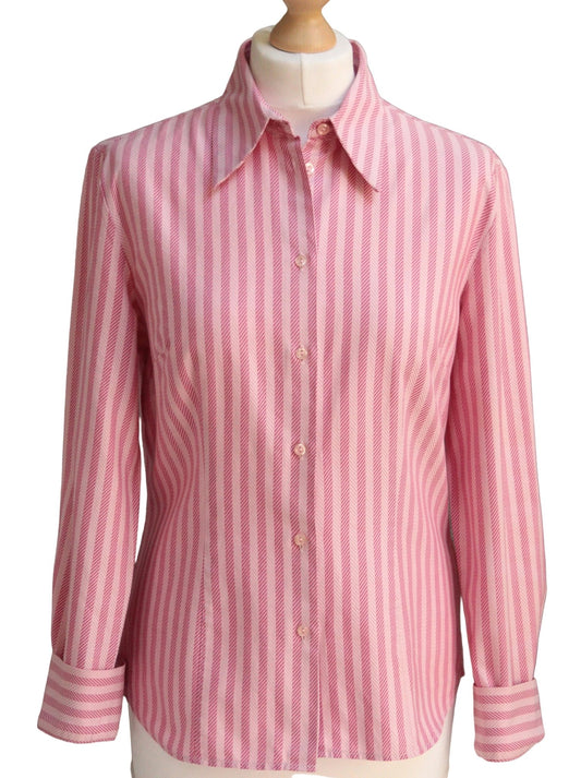 Next candy pink stripe cotton blouse Size 12 - KingsRoad1990