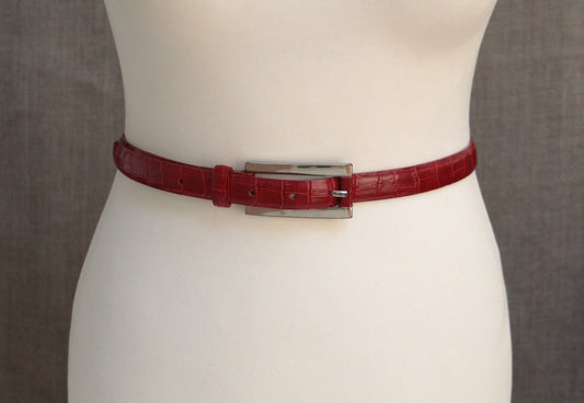 Caractère red leather belt Size UK L - KingsRoad1990