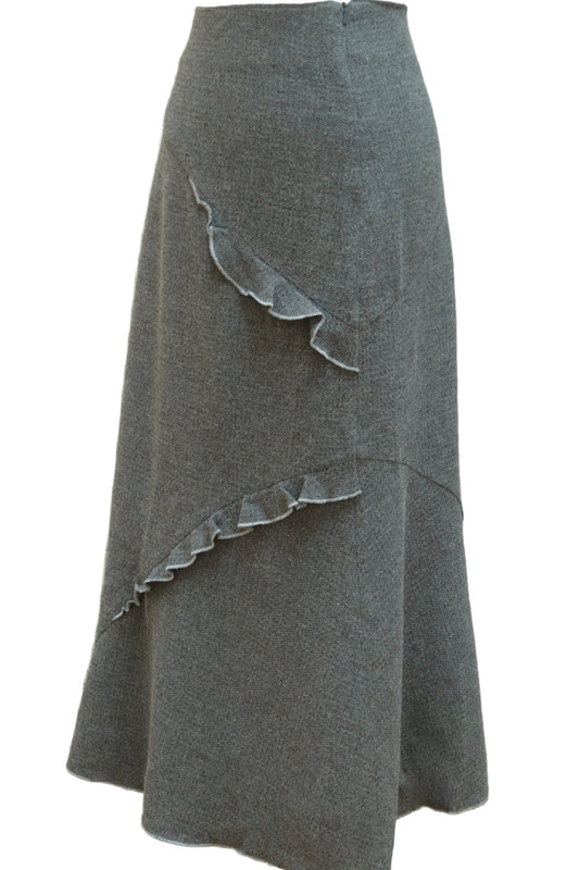Avoca grey wool - blend long skirt Size UK 12 - KingsRoad1990