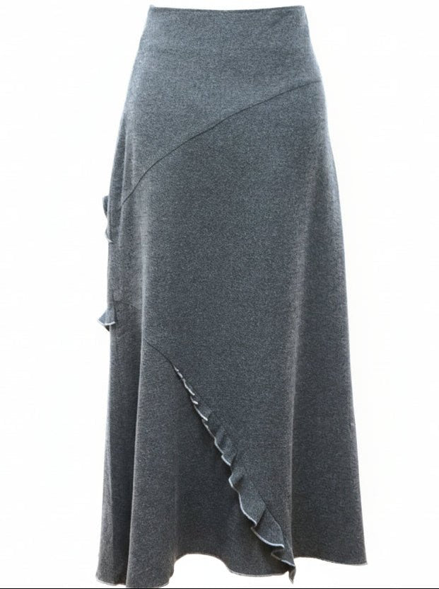 Avoca grey wool - blend long skirt Size UK 12 - KingsRoad1990