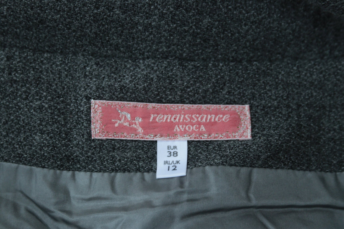 Avoca grey wool - blend long skirt Size UK 12 - KingsRoad1990