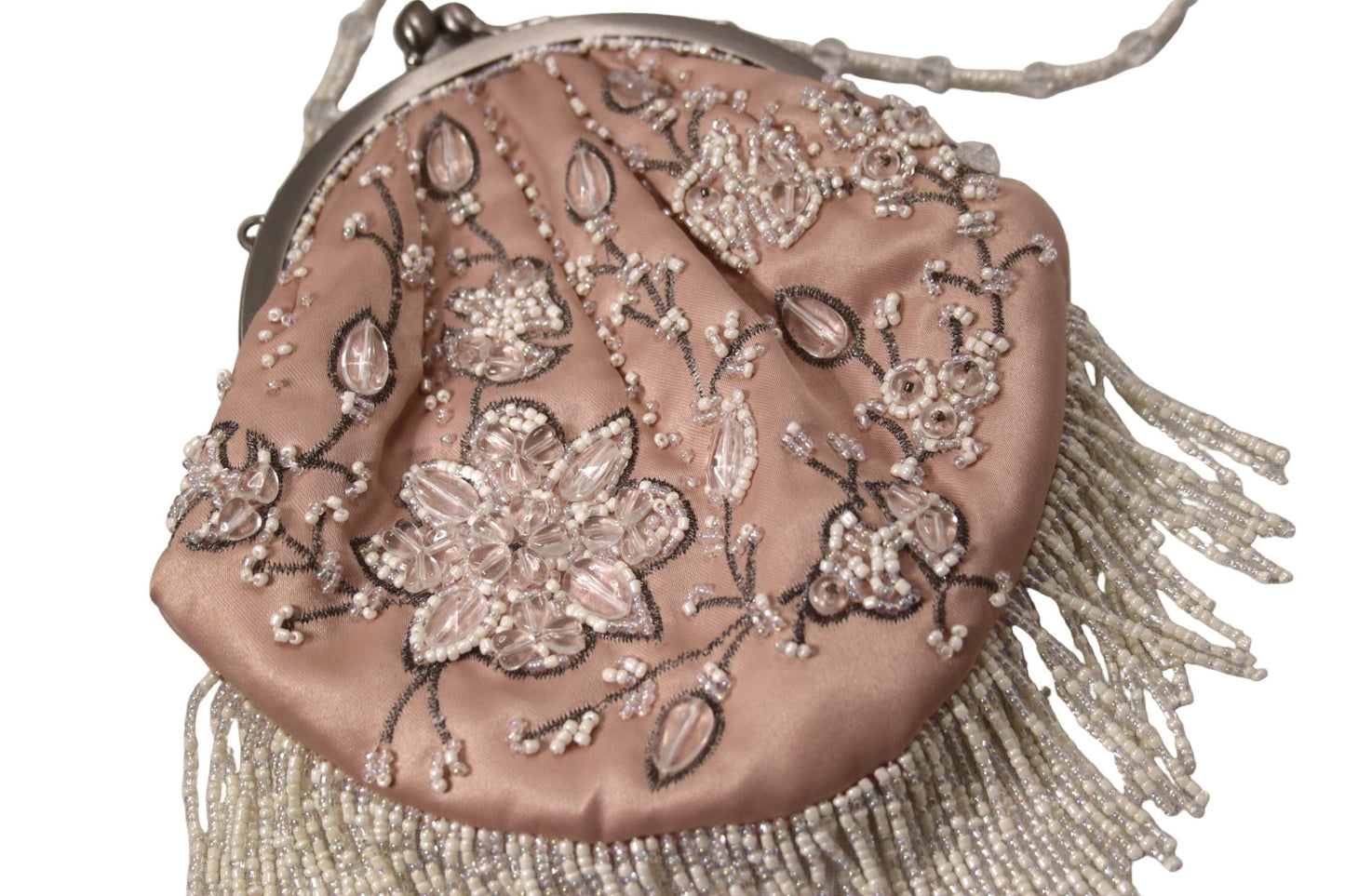 JFW pink satin beaded occasion bag - KingsRoad1990