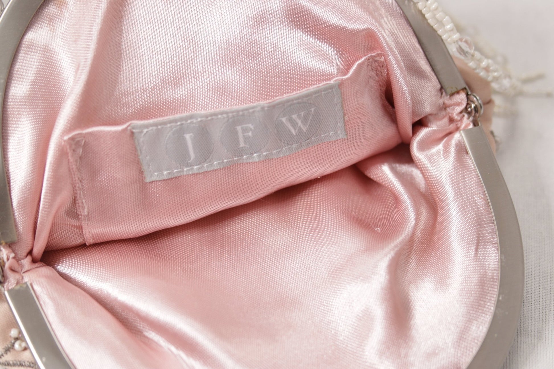 JFW pink satin beaded occasion bag - KingsRoad1990
