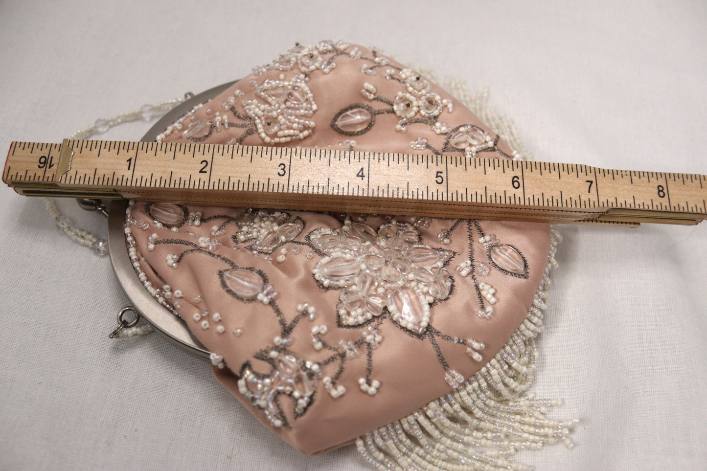JFW pink satin beaded occasion bag - KingsRoad1990