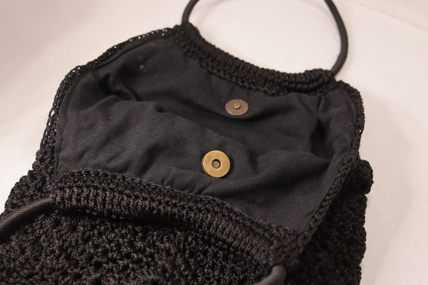 Laura Ashley black crocheted shoulder bag - KingsRoad1990