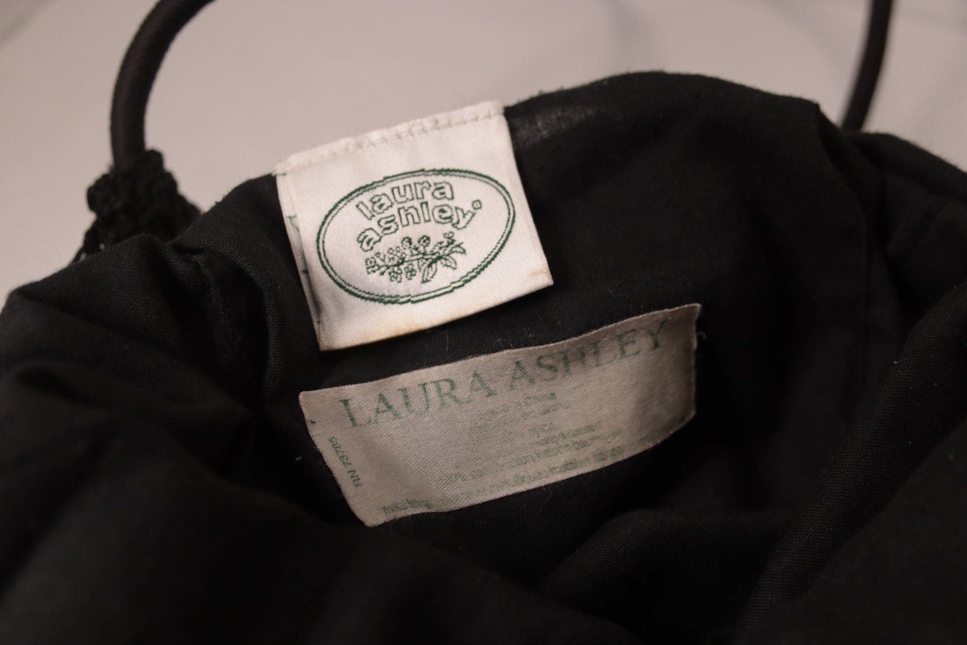 Laura Ashley black crocheted shoulder bag - KingsRoad1990
