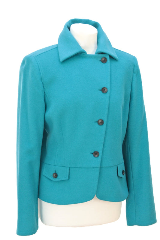 Jaeger peacock blue wool jacket Size 12 - 14 - KingsRoad1990