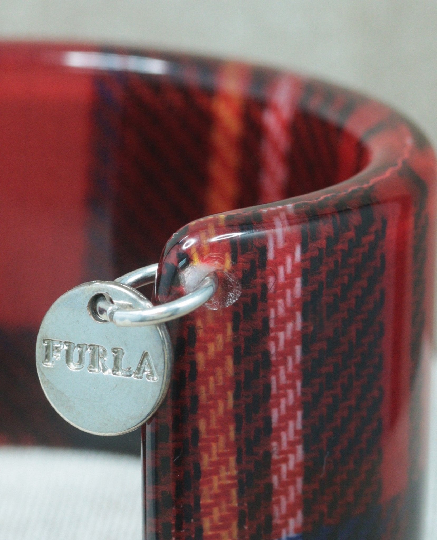 Furla red lucite tartan bangle - KingsRoad1990
