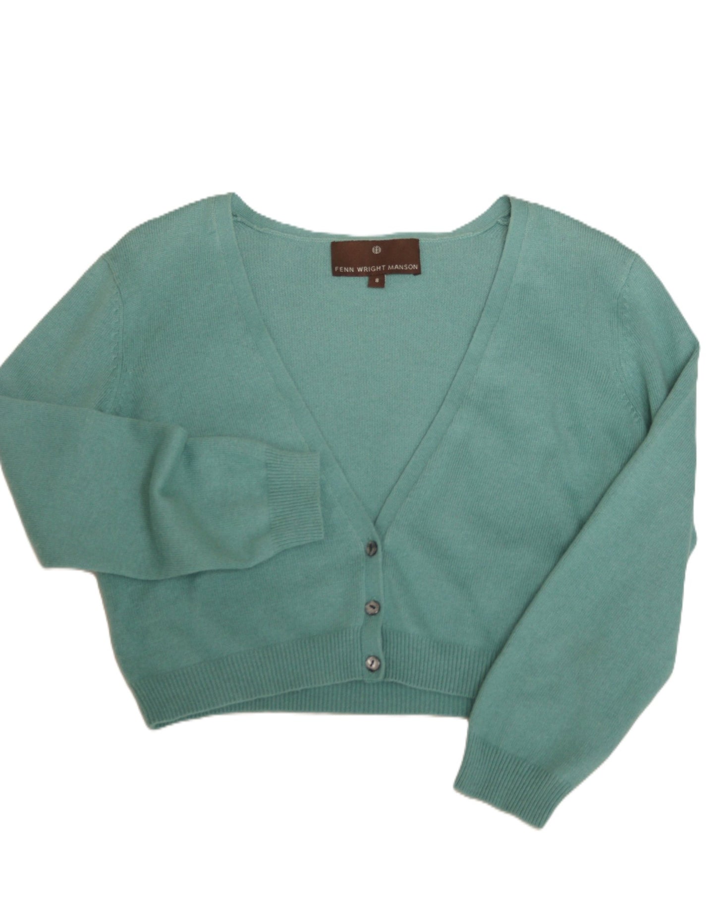 Fenn Wright Manson jade green cotton & cashmere short cardigan Size 8 - KingsRoad1990