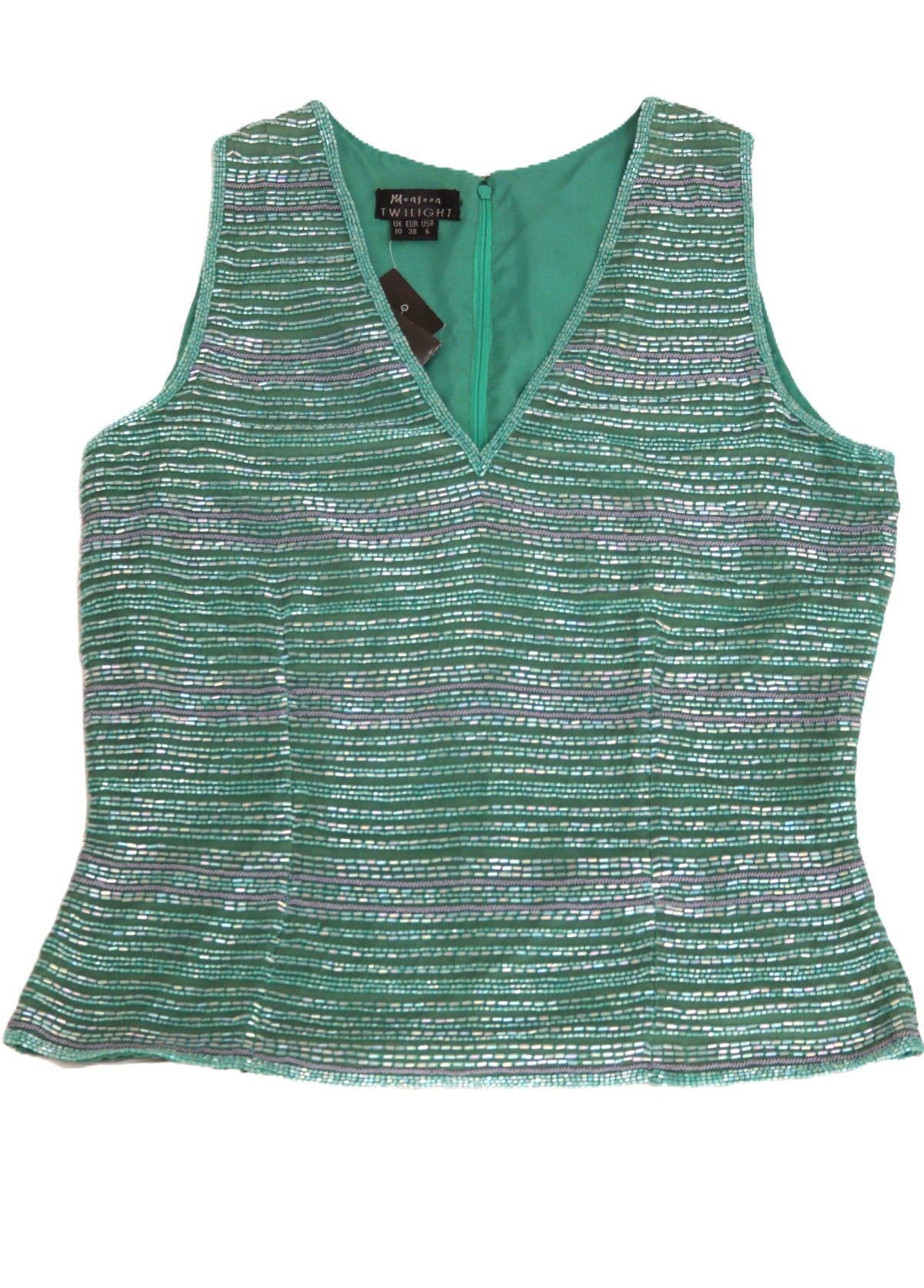 Monsoon green beaded top