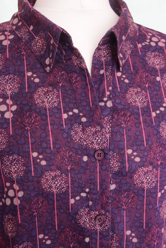 Patra purple seed head print cotton shirt Size 16 - KingsRoad1990
