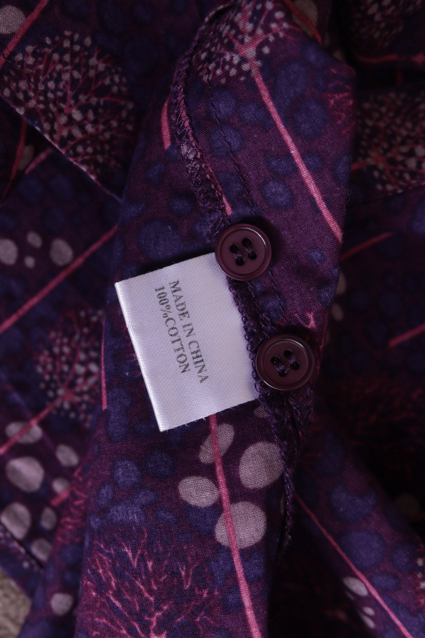 Patra purple seed head print cotton shirt Size 16 - KingsRoad1990