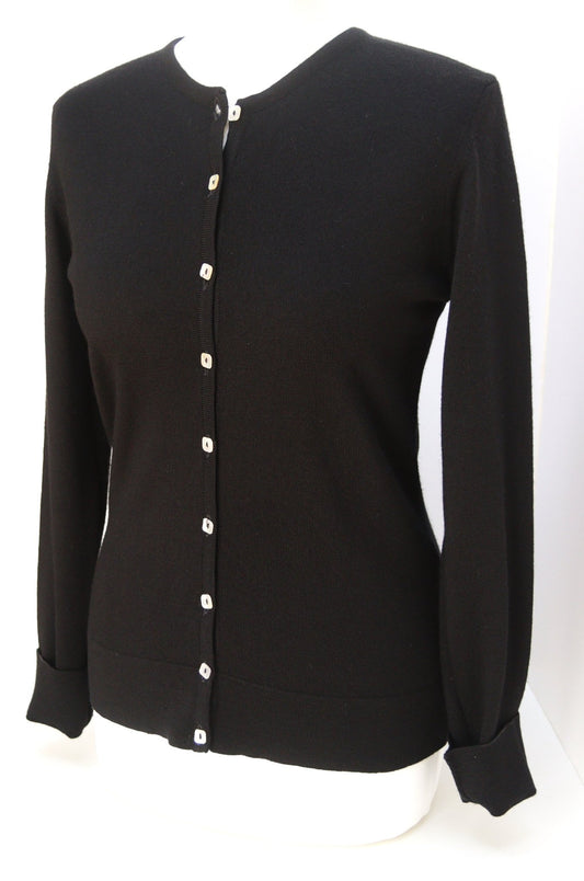 JFW black extra fine merino crew neck cardigan Size 10 - KingsRoad1990