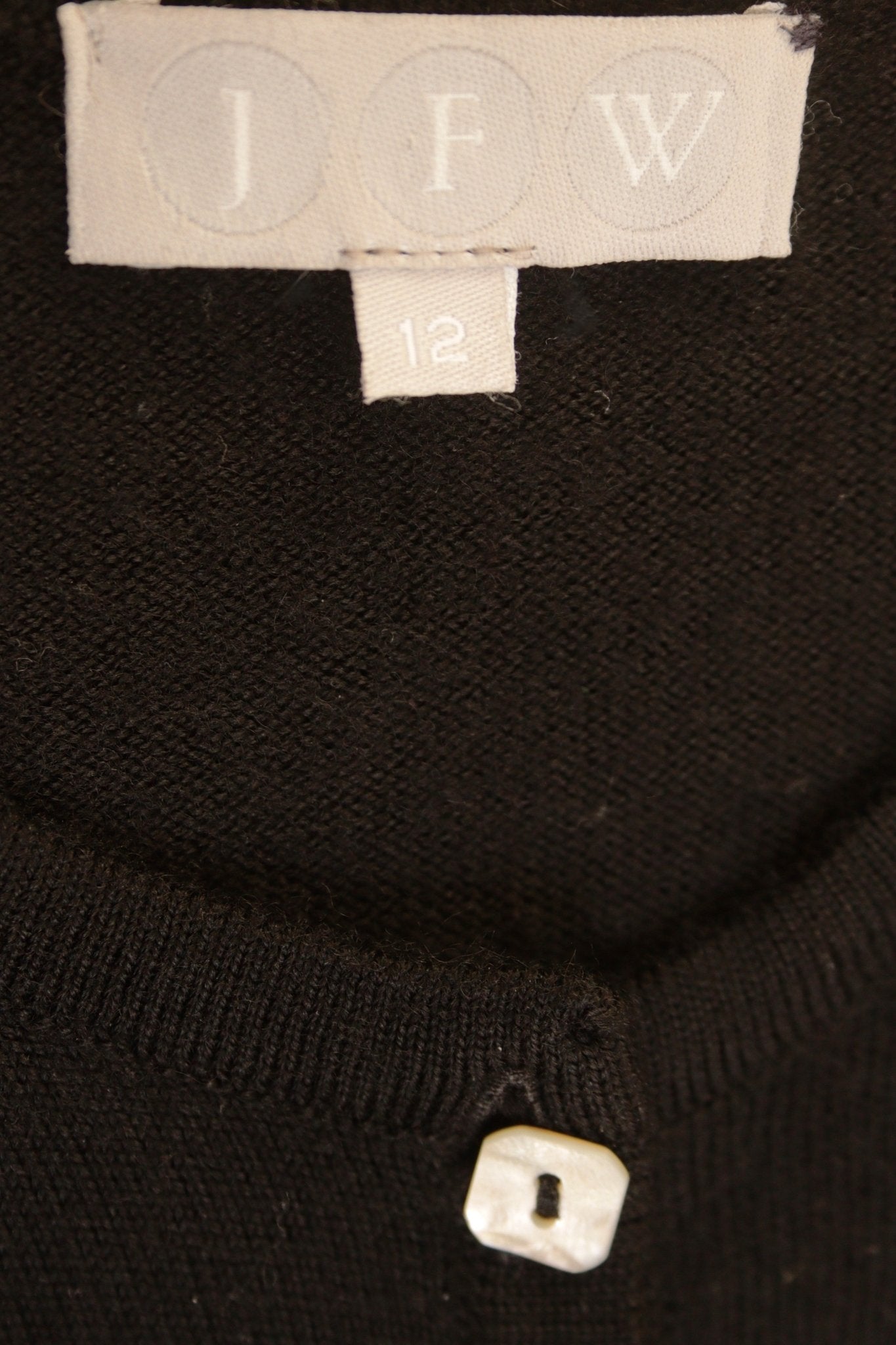 JFW black extra fine merino crew neck cardigan Size 10 - KingsRoad1990