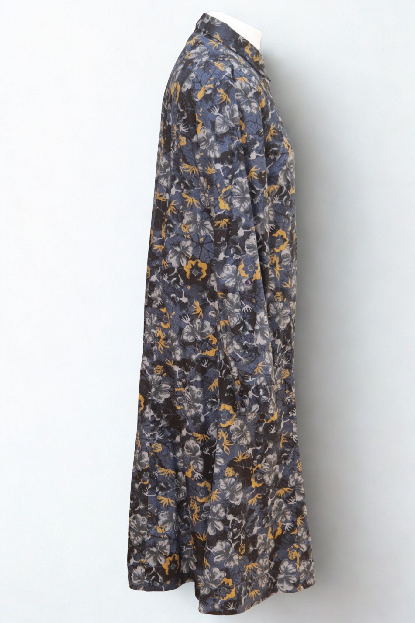 Patra navy floral print cotton shirt dress Size 14 - KingsRoad1990