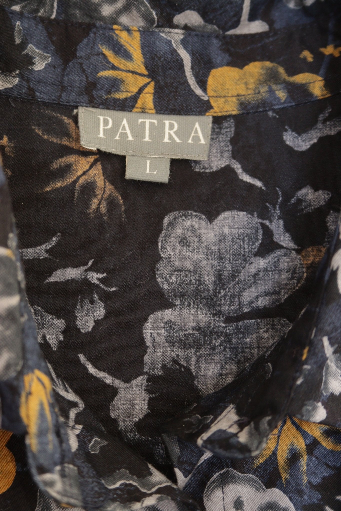Patra navy floral print cotton shirt dress Size 14 - KingsRoad1990