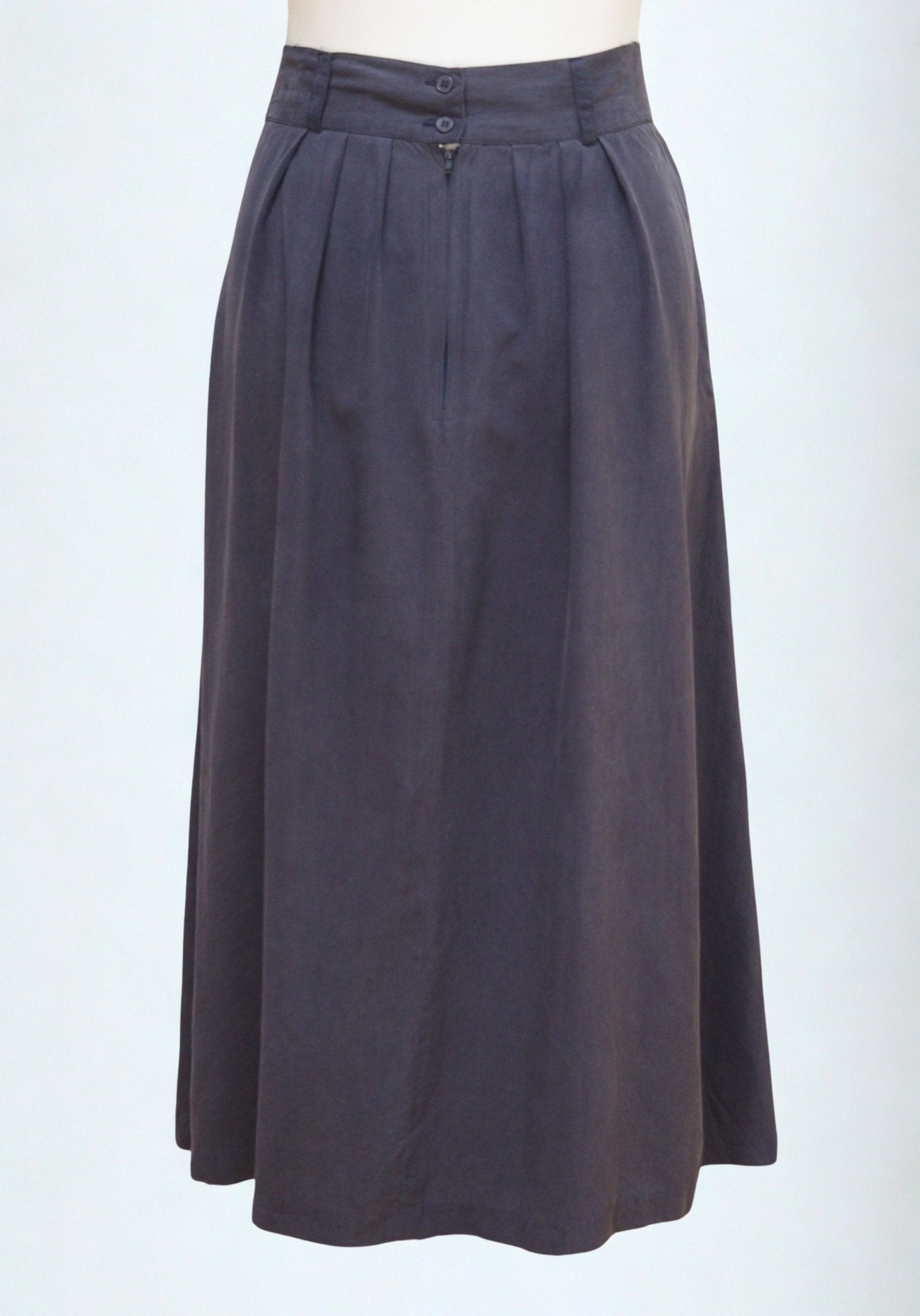 Patra dusky navy blue silk pleated midi skirt Size 12 - KingsRoad1990