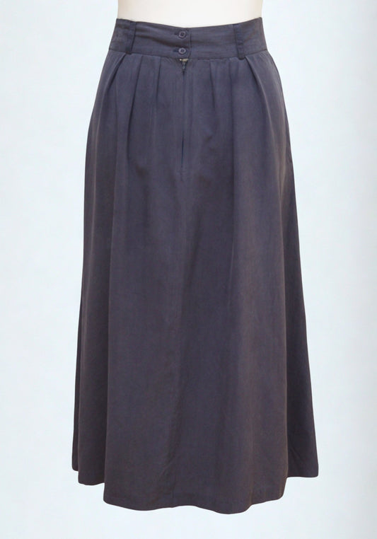 Patra dusky navy blue silk pleated midi skirt Size 12 - KingsRoad1990