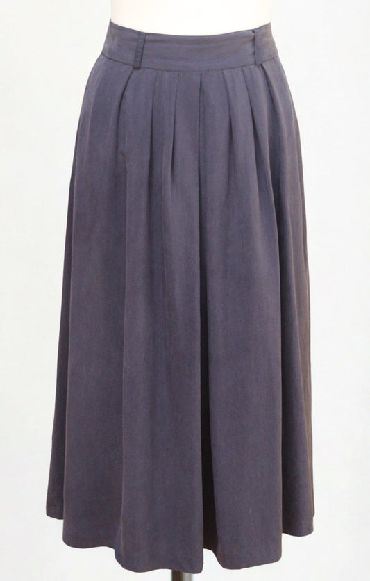 Patra dusky navy blue silk pleated midi skirt Size 12 - KingsRoad1990