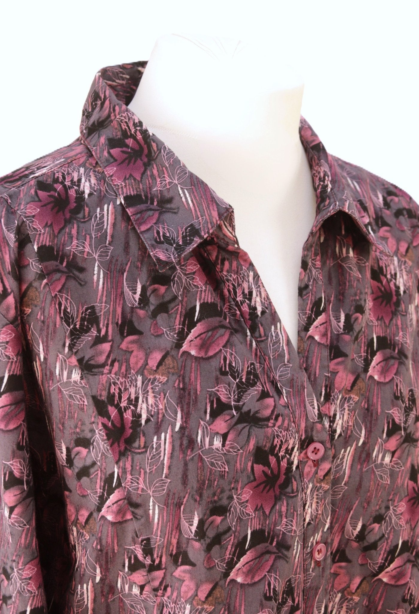 Patra mauve floral print cotton shirt Size 14 - KingsRoad1990