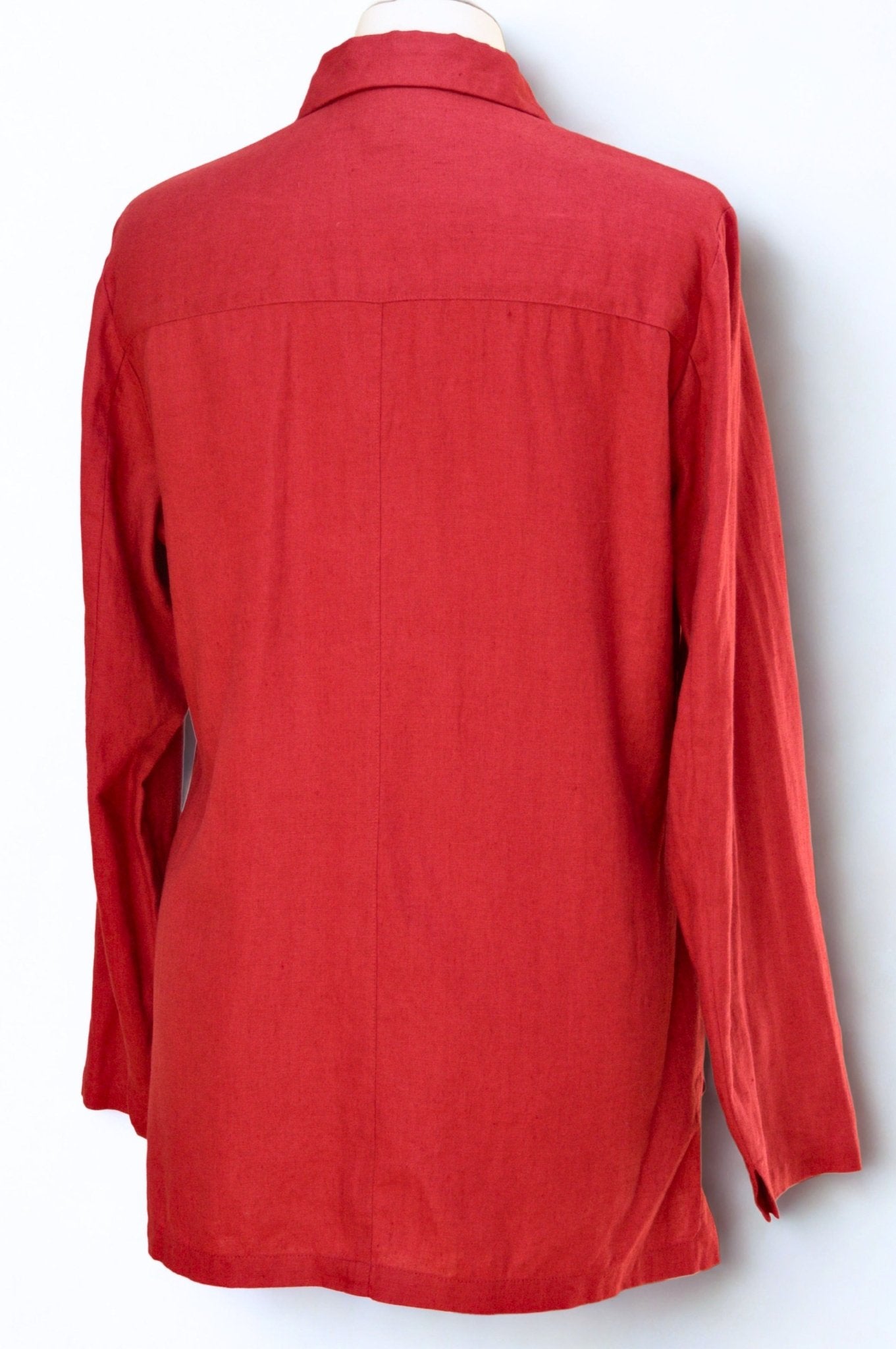 Laura Ashley red linen tunic shirt Size 10 - KingsRoad1990