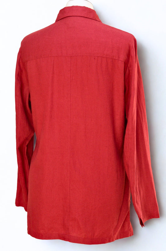 Laura Ashley red linen tunic shirt Size 10 - KingsRoad1990