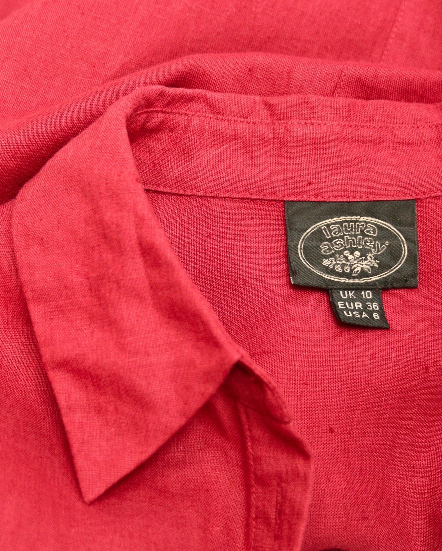 Laura Ashley red linen tunic shirt Size 10 - KingsRoad1990