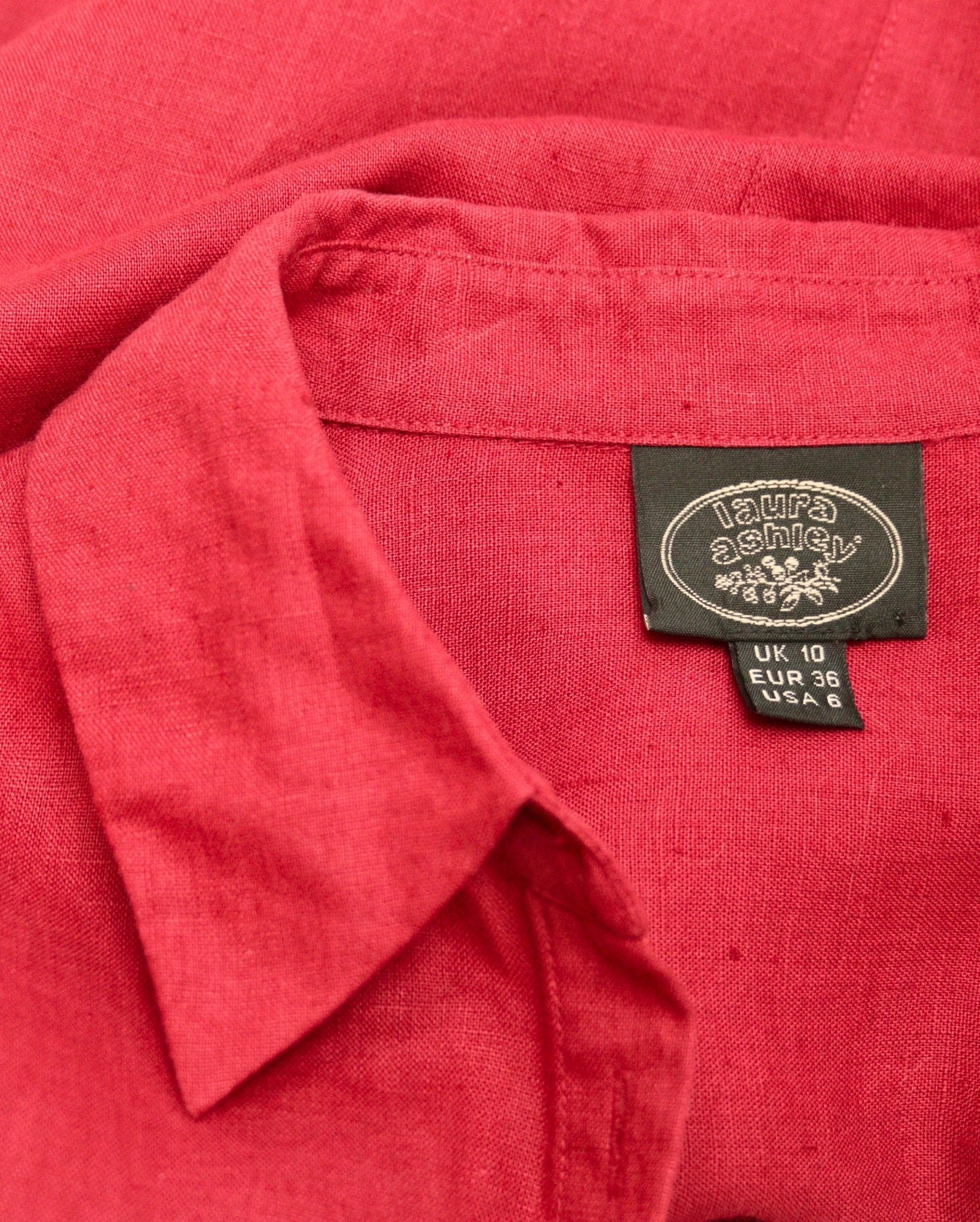 Laura Ashley red linen tunic shirt Size 10 - KingsRoad1990