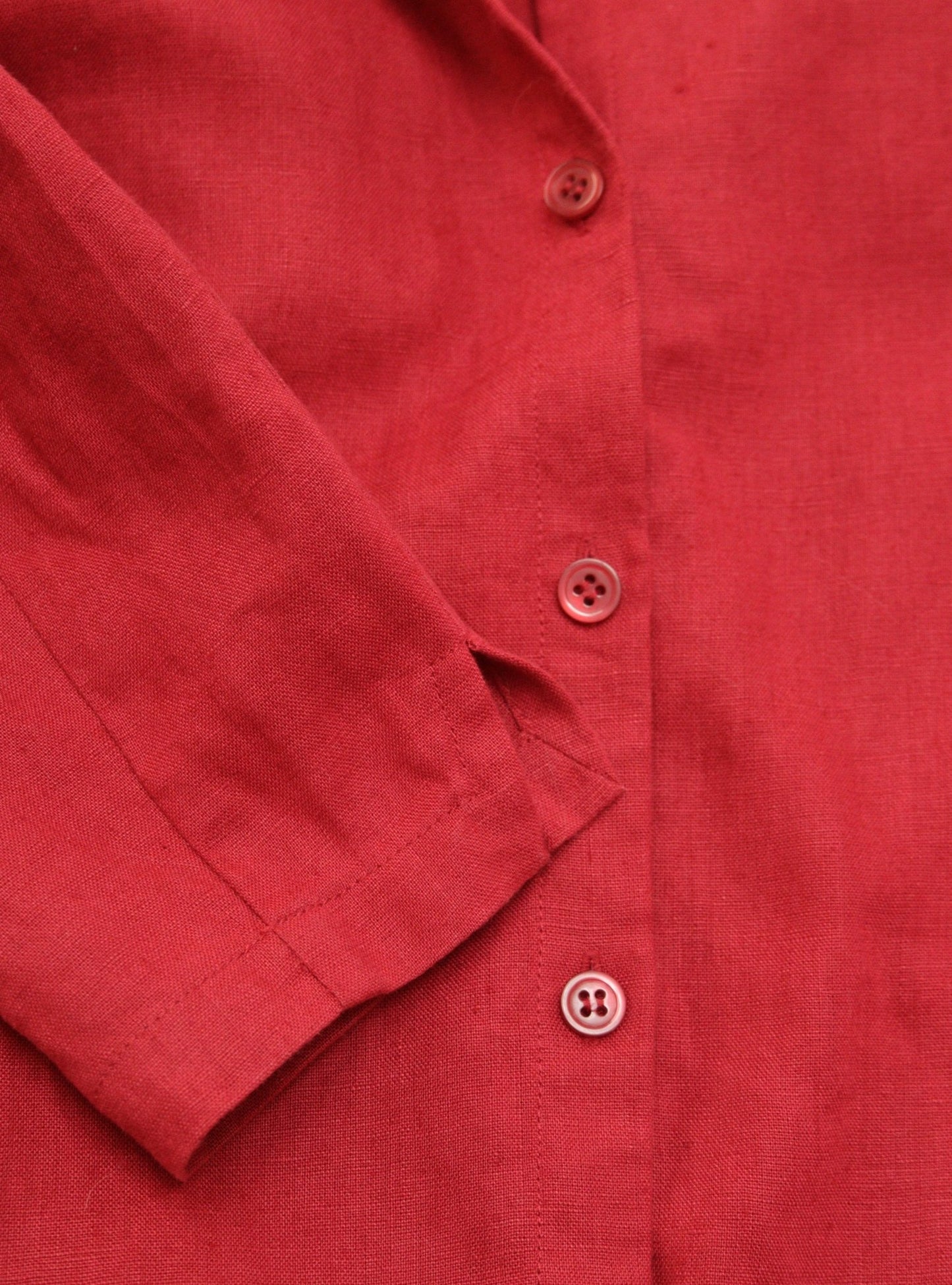 Laura Ashley red linen tunic shirt Size 10 - KingsRoad1990