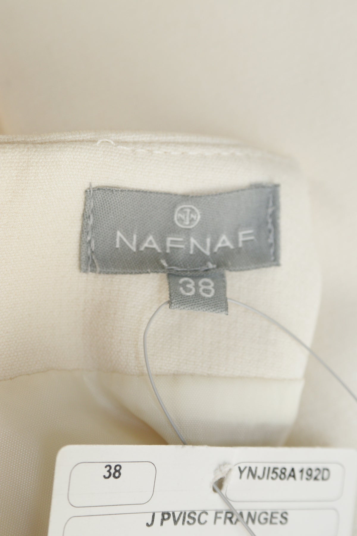 Naf Naf cream fringed hem skirt