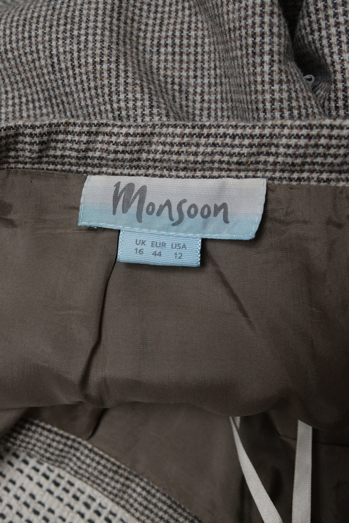Monsoon beige dog tooth check wool column skirt
