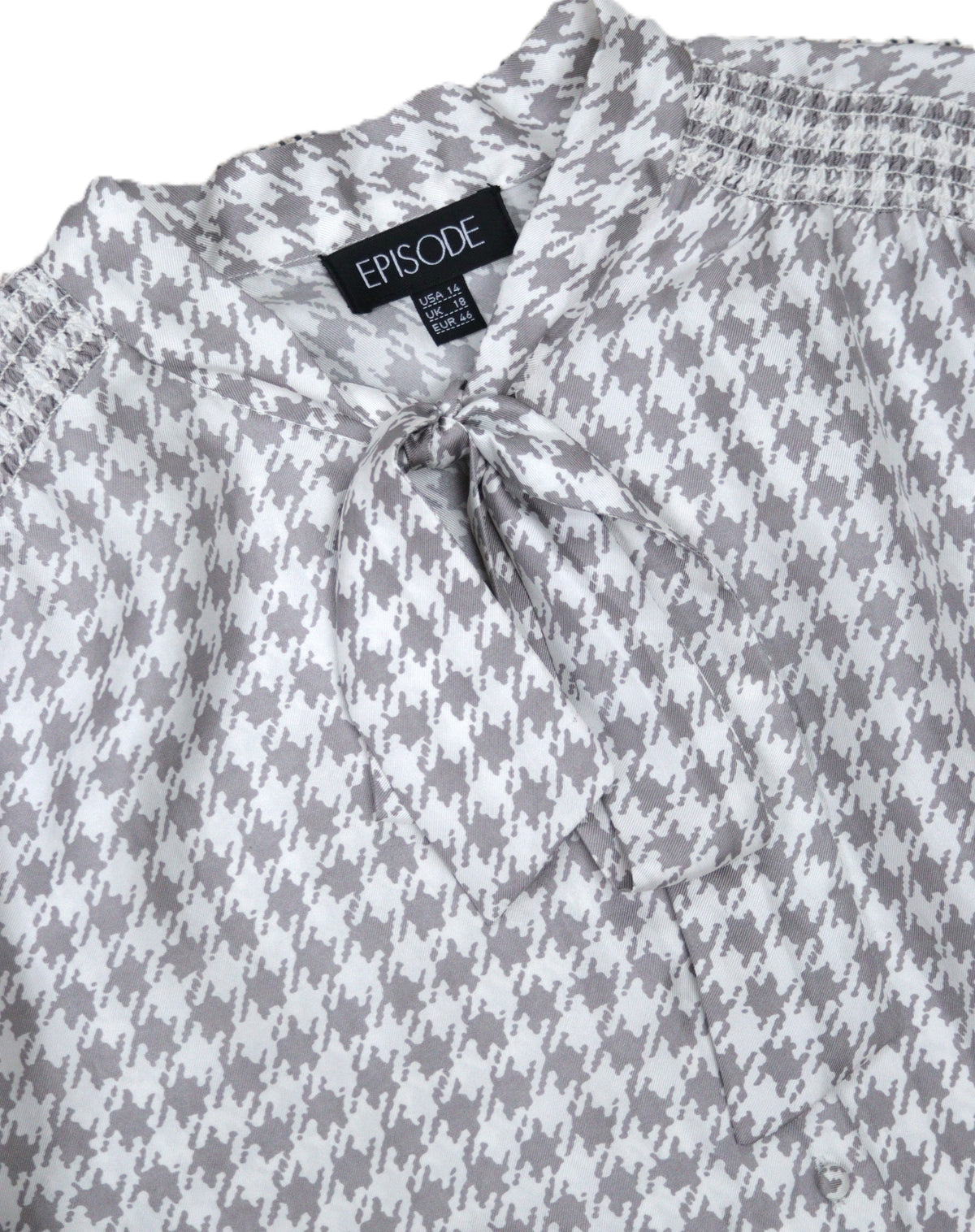 Episode white & grey dog tooth check silk blouse Size 16