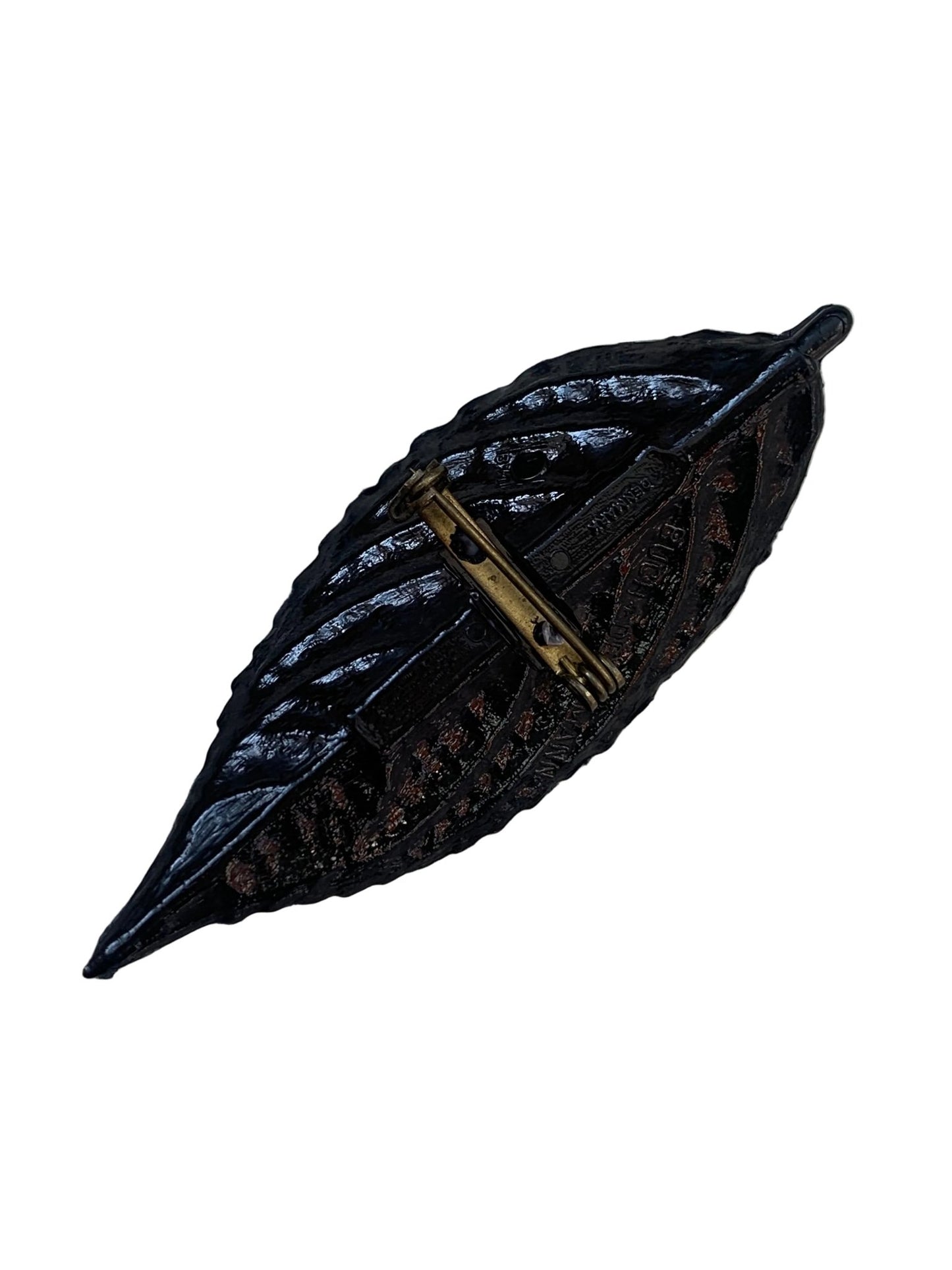 Buch & Deichmann black resin leaf brooch - KingsRoad1990