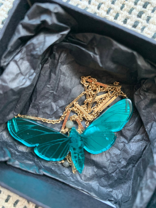 Dynasty by Kamilla Thorsen jade green moth necklace - KingsRoad1990