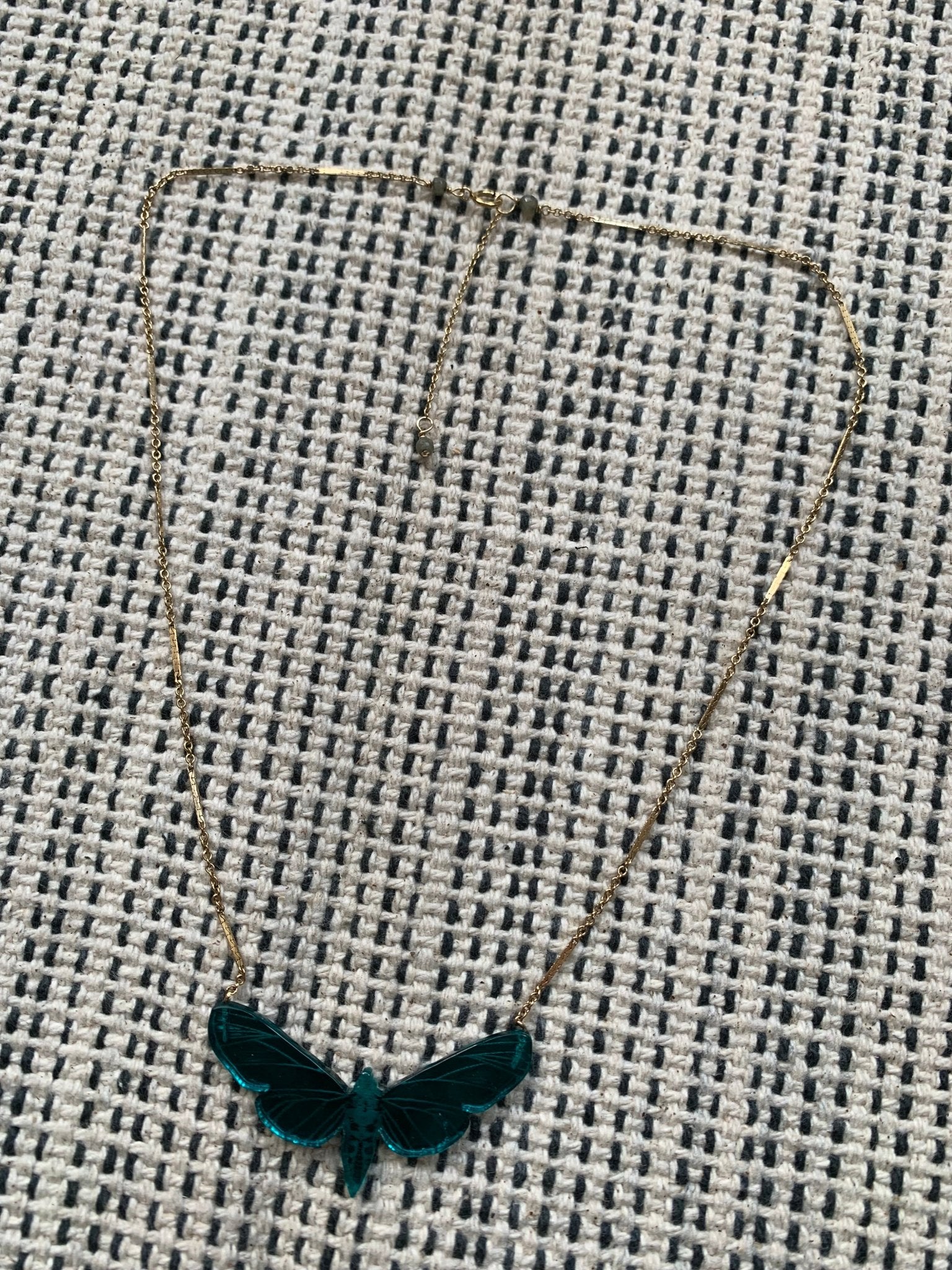 Dynasty by Kamilla Thorsen jade green moth necklace - KingsRoad1990